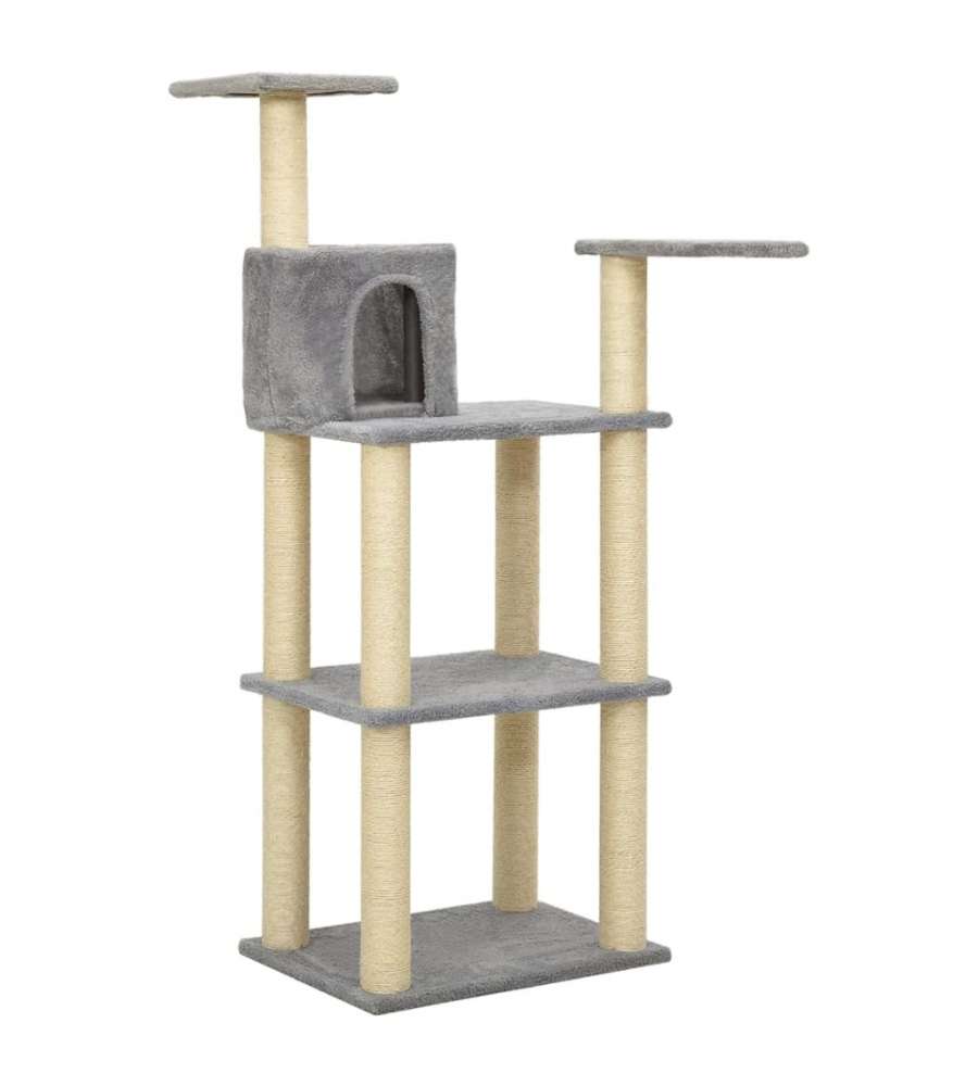 Albero per Gatti con Tiragraffi in Sisal Grigio Chiaro 119 cm 171809