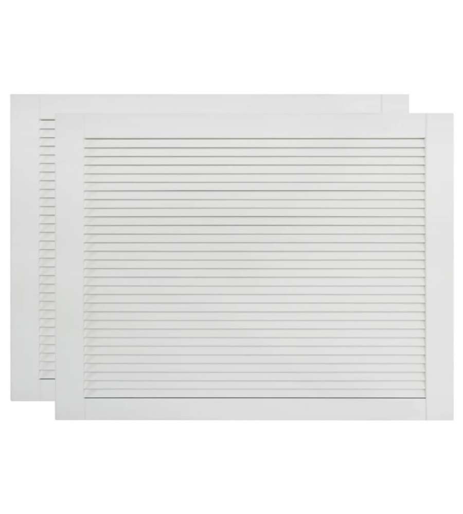 Ante a Lamelle 2 pz Legno Massello di Pino Bianche 39,5x59,4 cm