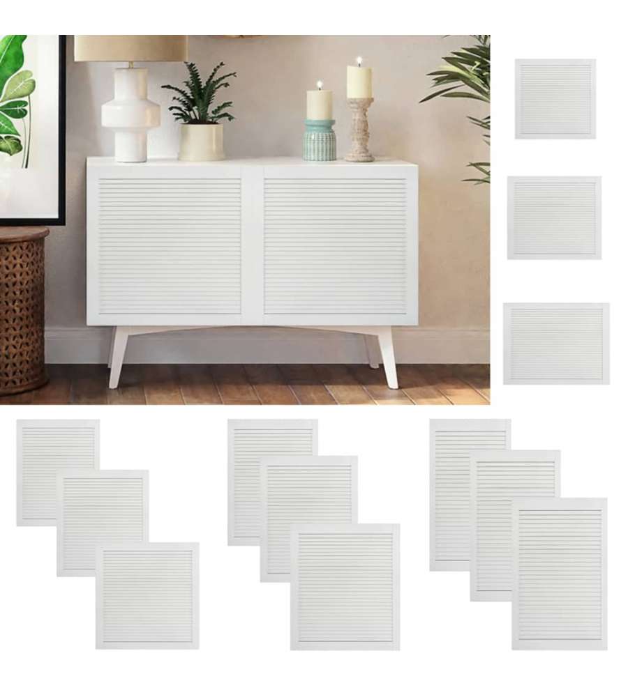 Ante a Lamelle 2 pz in Legno Massello di Pino Bianche 69x59,4cm