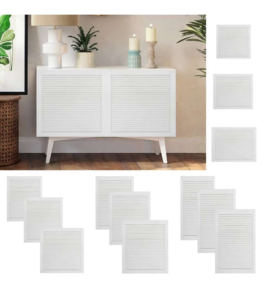 Ante a Lamelle 4 pz in Legno Massello di Pino Bianche 69x59,4cm
