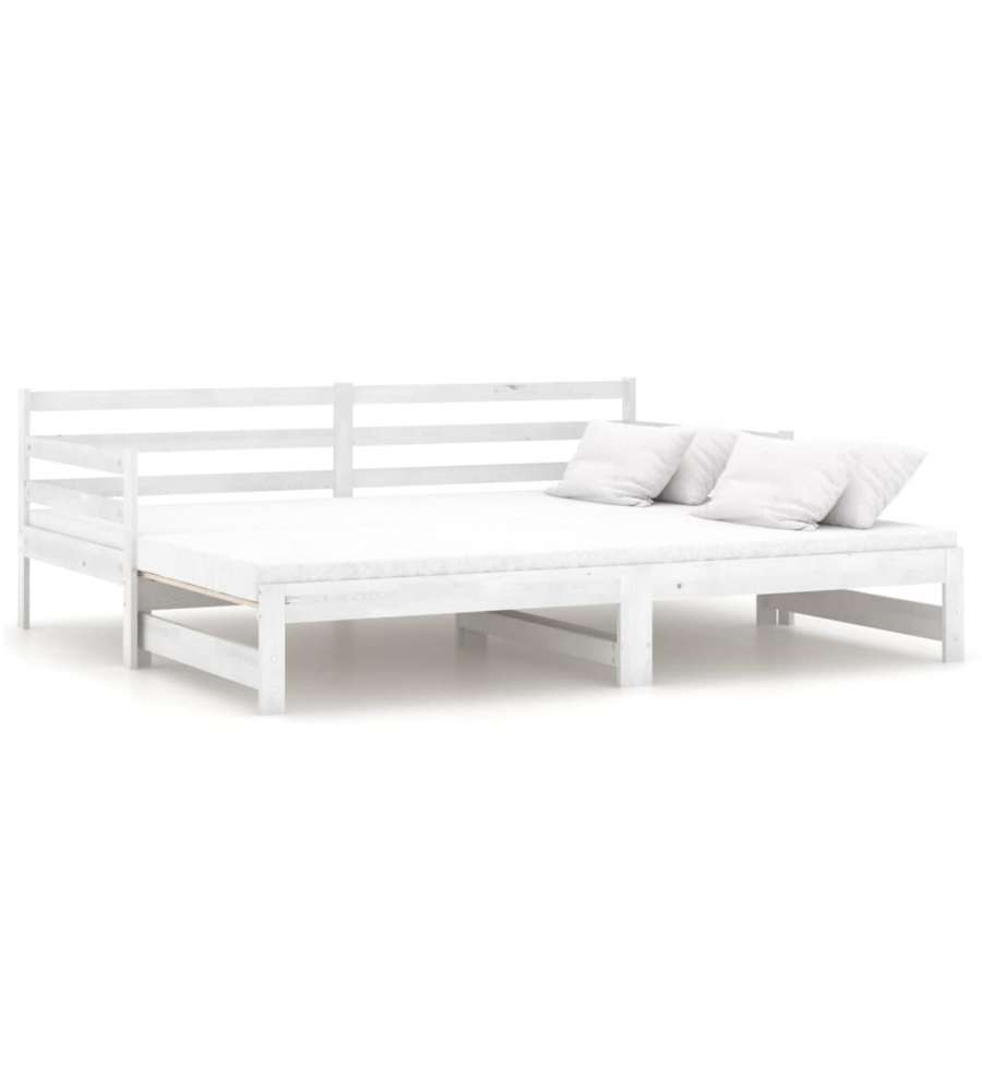 vidaXL Dormeuse Estraibile Bianca in Legno Massello di Pino 90x200 cm - Letto e Divano Multifunzionale - Soluzione Comoda per Ospiti