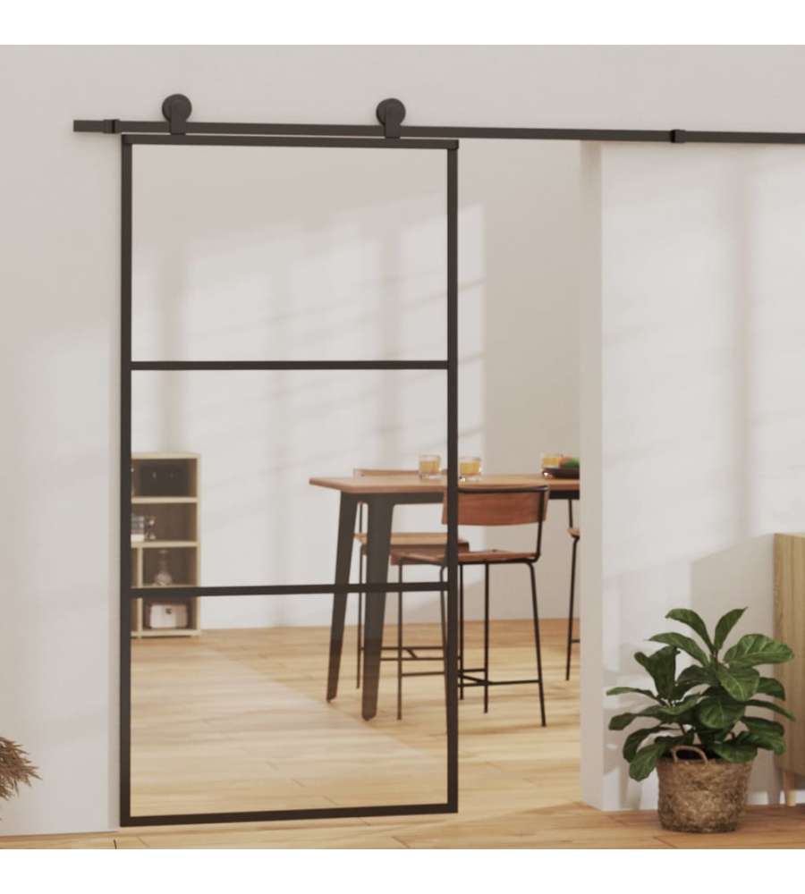 Porta Scorrevole e Kit Montaggio Vetro ESG Alluminio 102x205cm 3081943