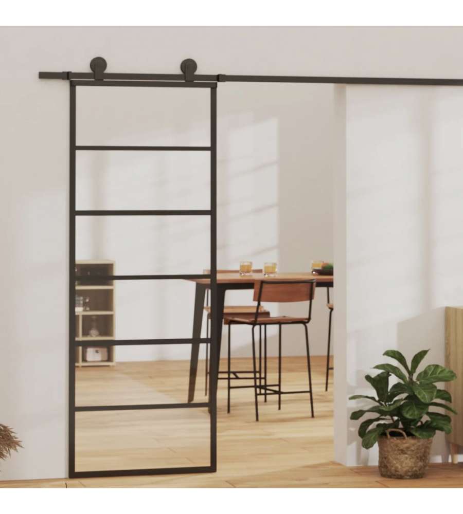 Porta Scorrevole con Kit Montaggio Vetro ESG Alluminio 76x205cm 3081950