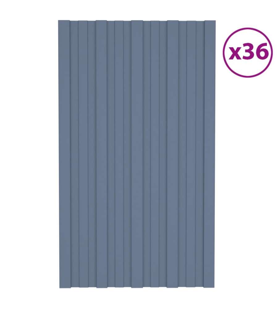 Pannelli da Tetto 36 pz in Acciaio Zincato Grigio 80x45 cm