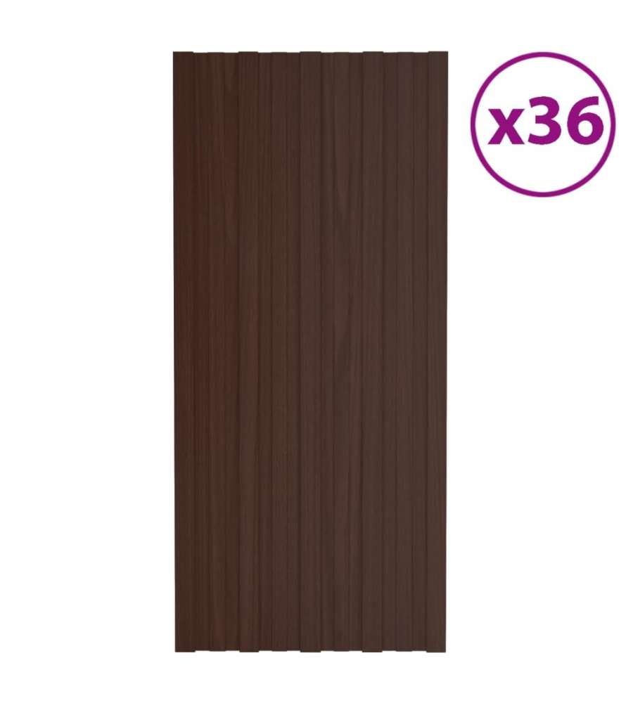 Pannelli da Tetto 36 pz in Acciaio Zincato Marrone 100x45 cm