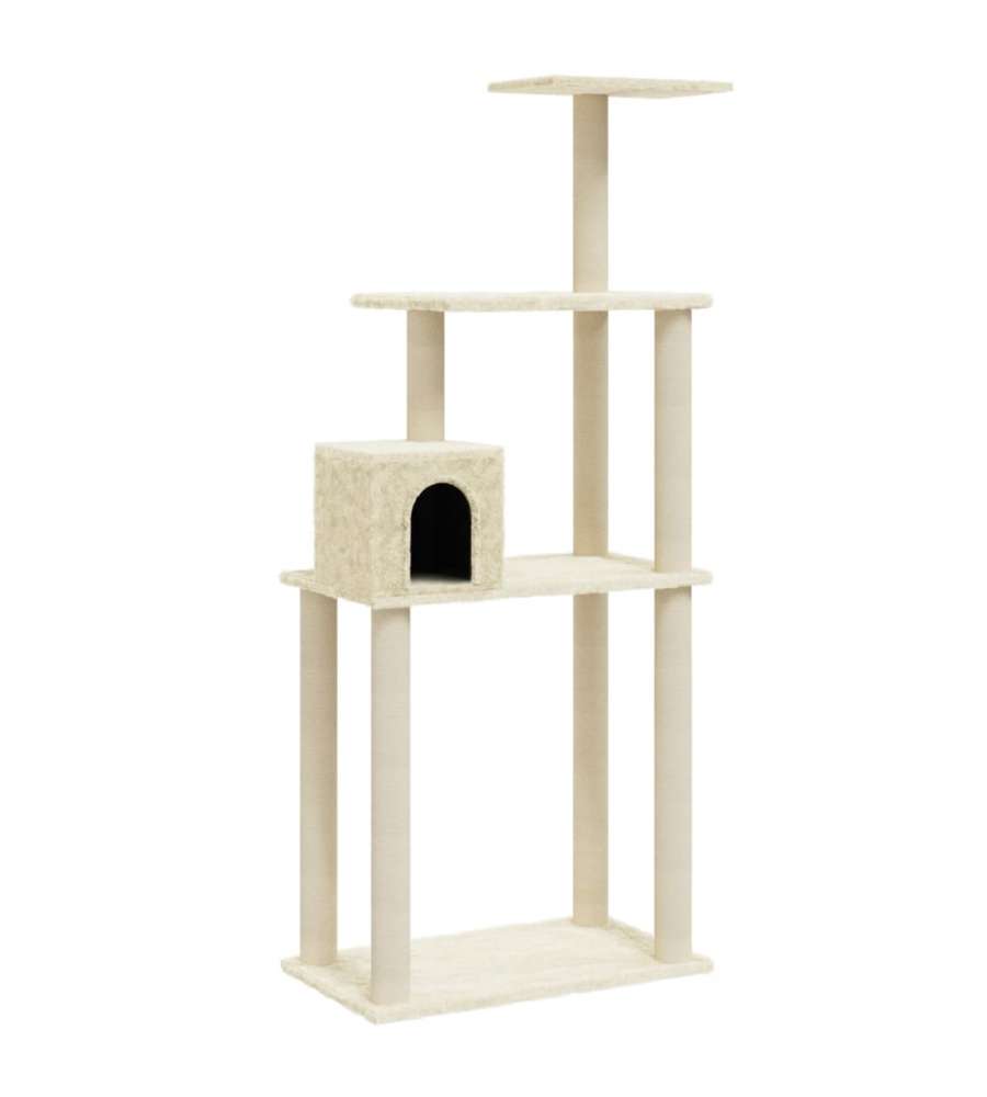Albero per Gatti con Tiragraffi in Sisal Crema 147 cm