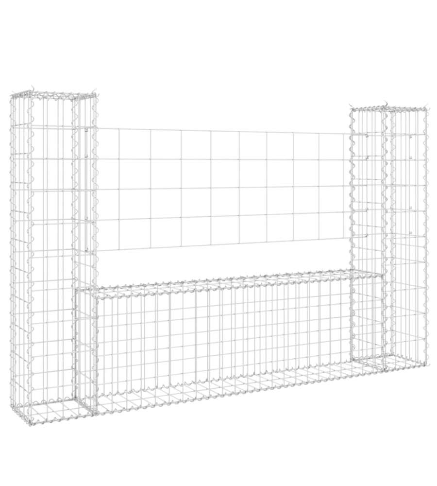 Cesto Gabbione a U con 2 Pali in Ferro 140x20x100 cm