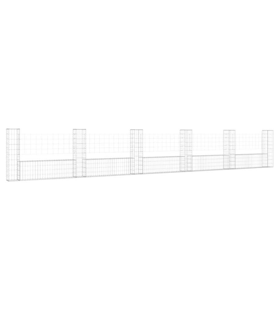 Cesto Gabbione a U con 6 Pali in Ferro 620x20x100 cm