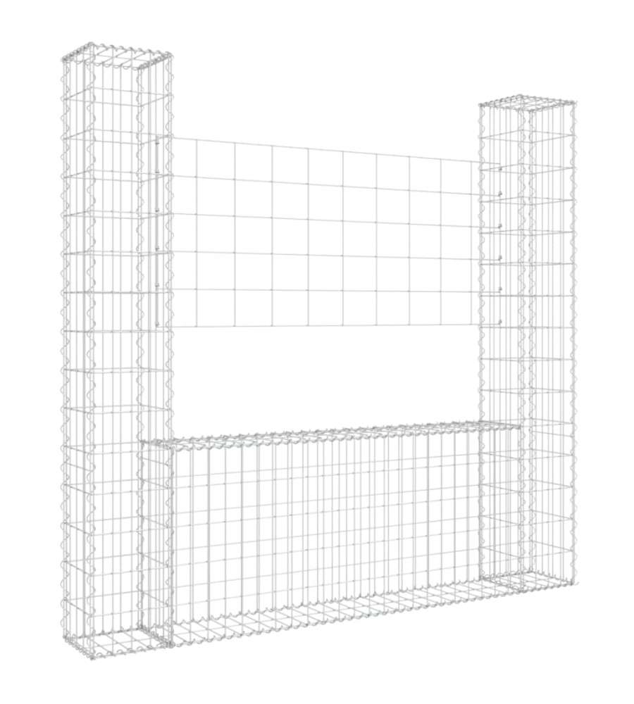 Gabbione a U con 2 Pali in Ferro 140x20x150 cm