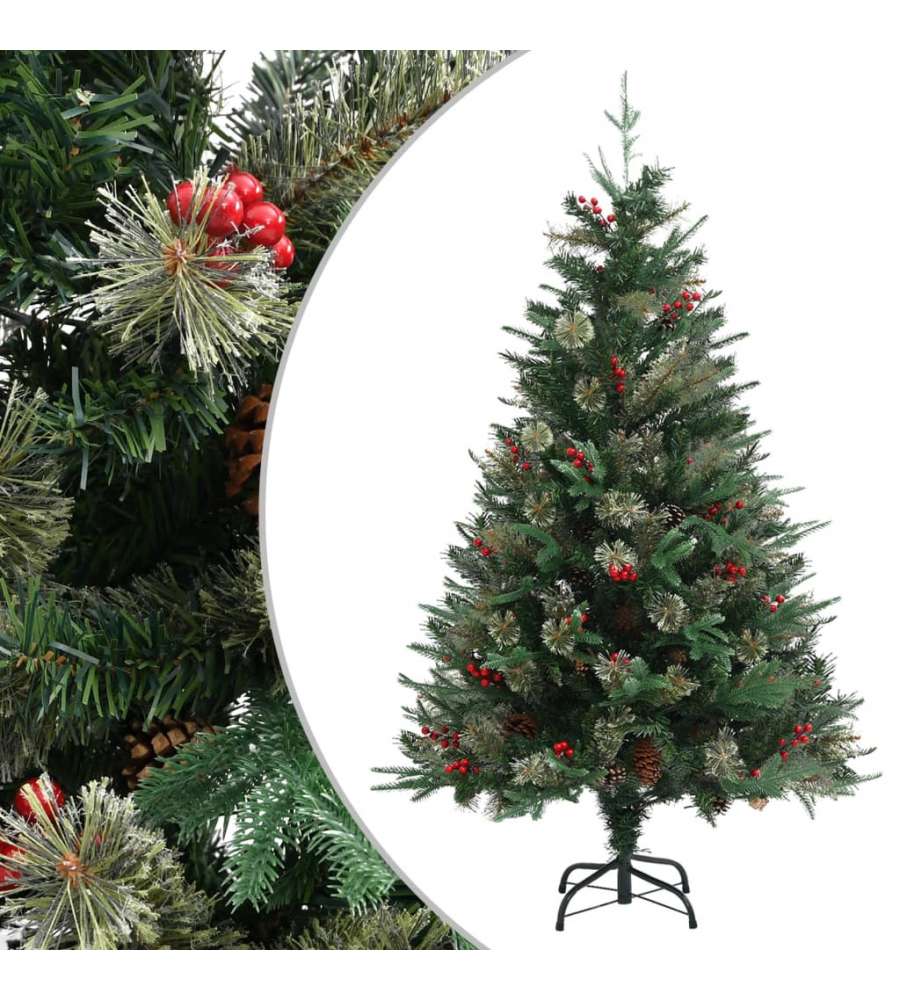 Albero di Natale con Pigne Verde 120 cm in PVC e PE