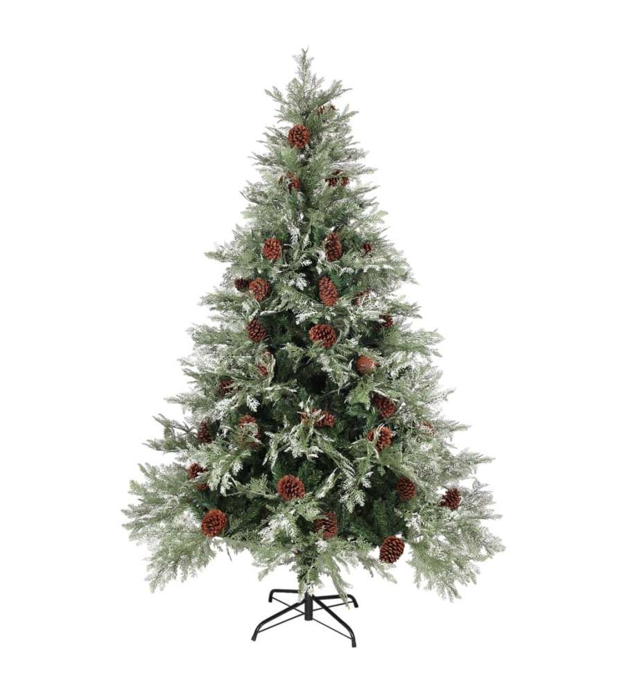 Albero di Natale con LED e Pigne Verde e Bianco 150 cm PVC e PE