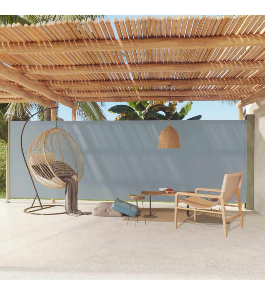 Tenda Da Sole Laterale Retrattile Per Patio 180x600 Cm Grigia