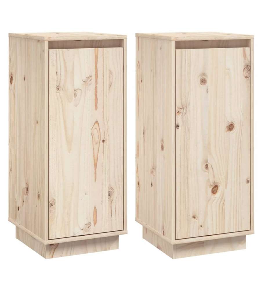 Credenze 2 pz 31,5x34x75 cm in Legno Massello di Pino