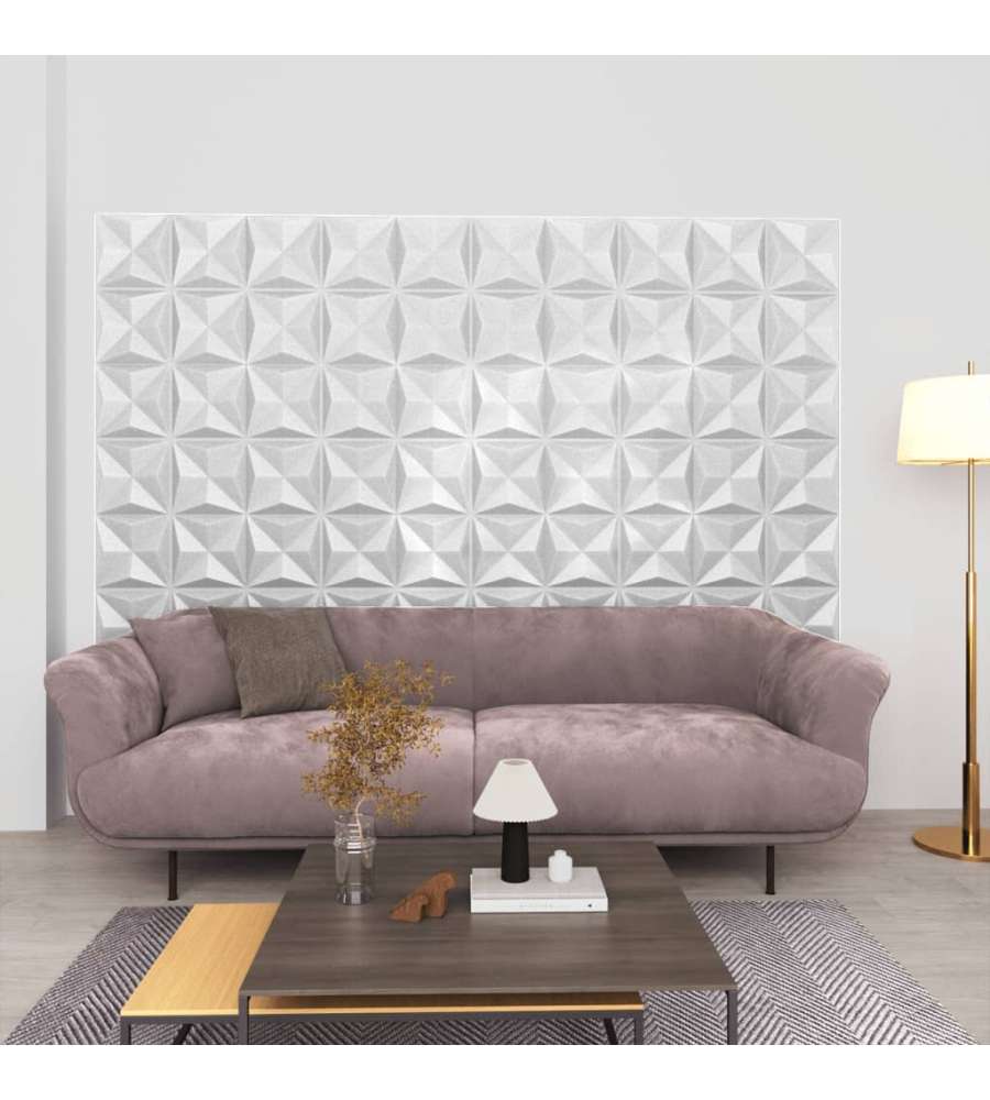Pannelli Murali 3d 24 Pz 50x50 Cm Origami Bianco 6 Mq
