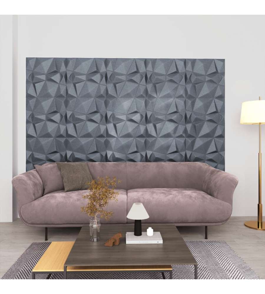Pannelli Murali 3D 24 pz 50x50 cm Grigi a Diamante 6 mq