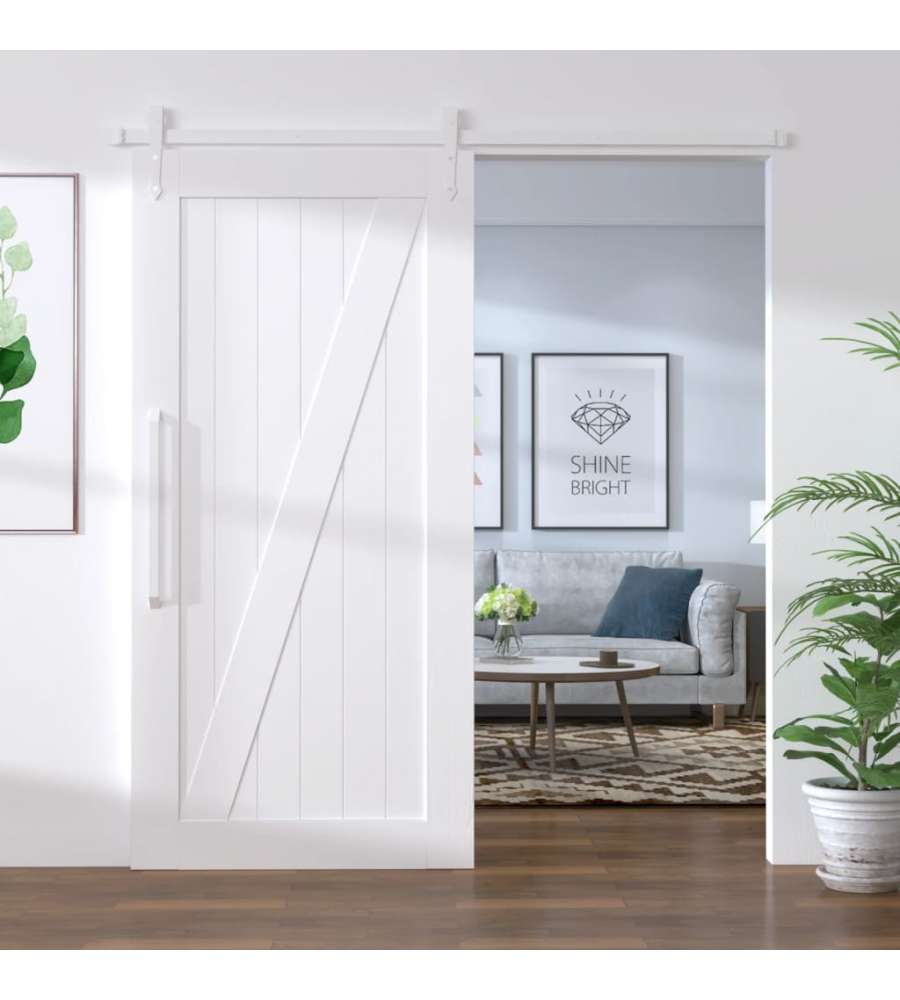 Kit Accessori per Porta Scorrevole 200 cm in Acciaio Bianco 151702