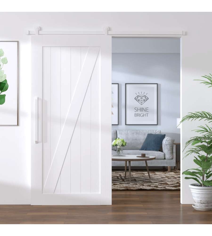 Kit Accessori per Porta Scorrevole 200 cm in Acciaio Bianco
