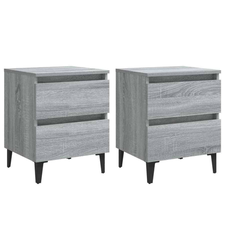 vidaXL Comodini Chic Grigio Sonoma 40x35x50 cm - 2 pz con Gambe in Metallo