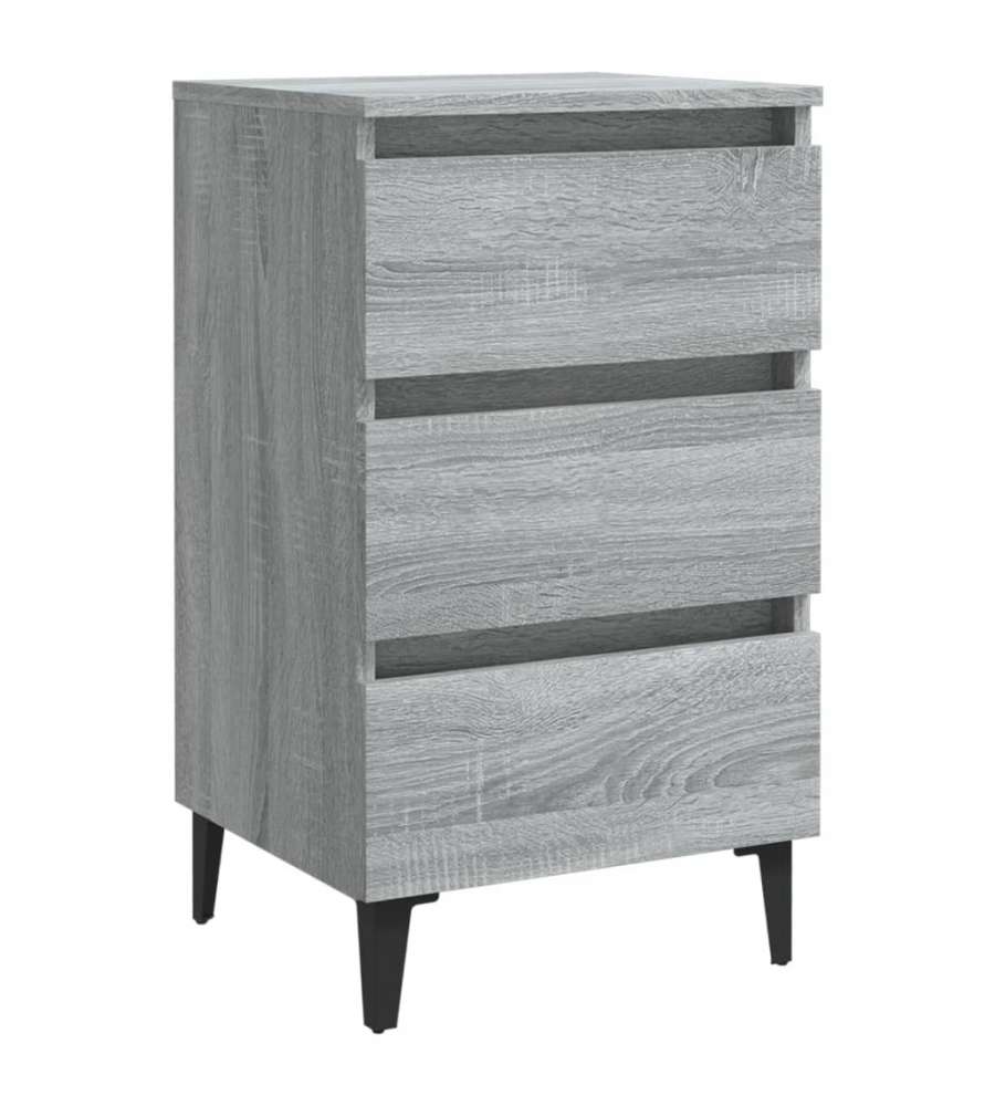 vidaXL Comodino Grigio Sonoma 40x35x69 cm con Gambe in Metallo - Mobile da Letto Chic