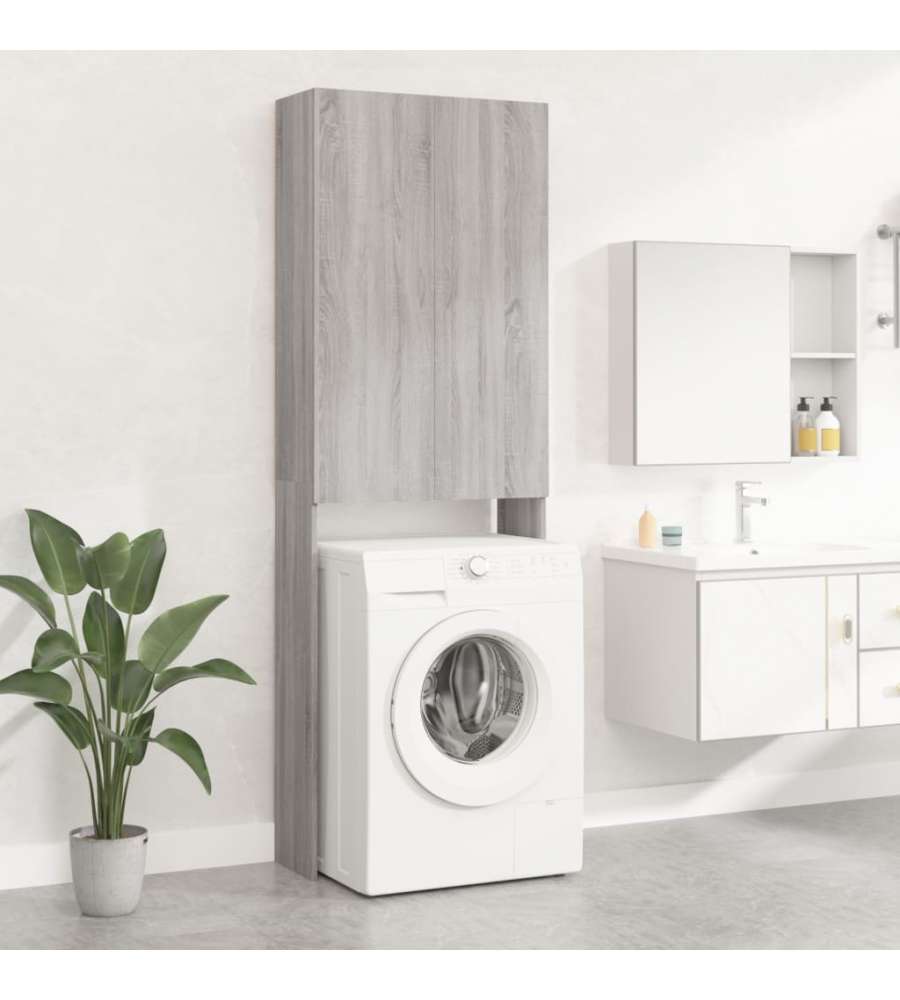 vidaXL Mobile per Lavatrice Grigio Sonoma 64x25,5x190 cm - Spazio Aggiuntivo per Bagno