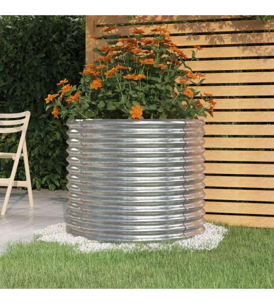Vaso Giardino Acciaio Verniciato a Polvere 80x80x68 cm Argento