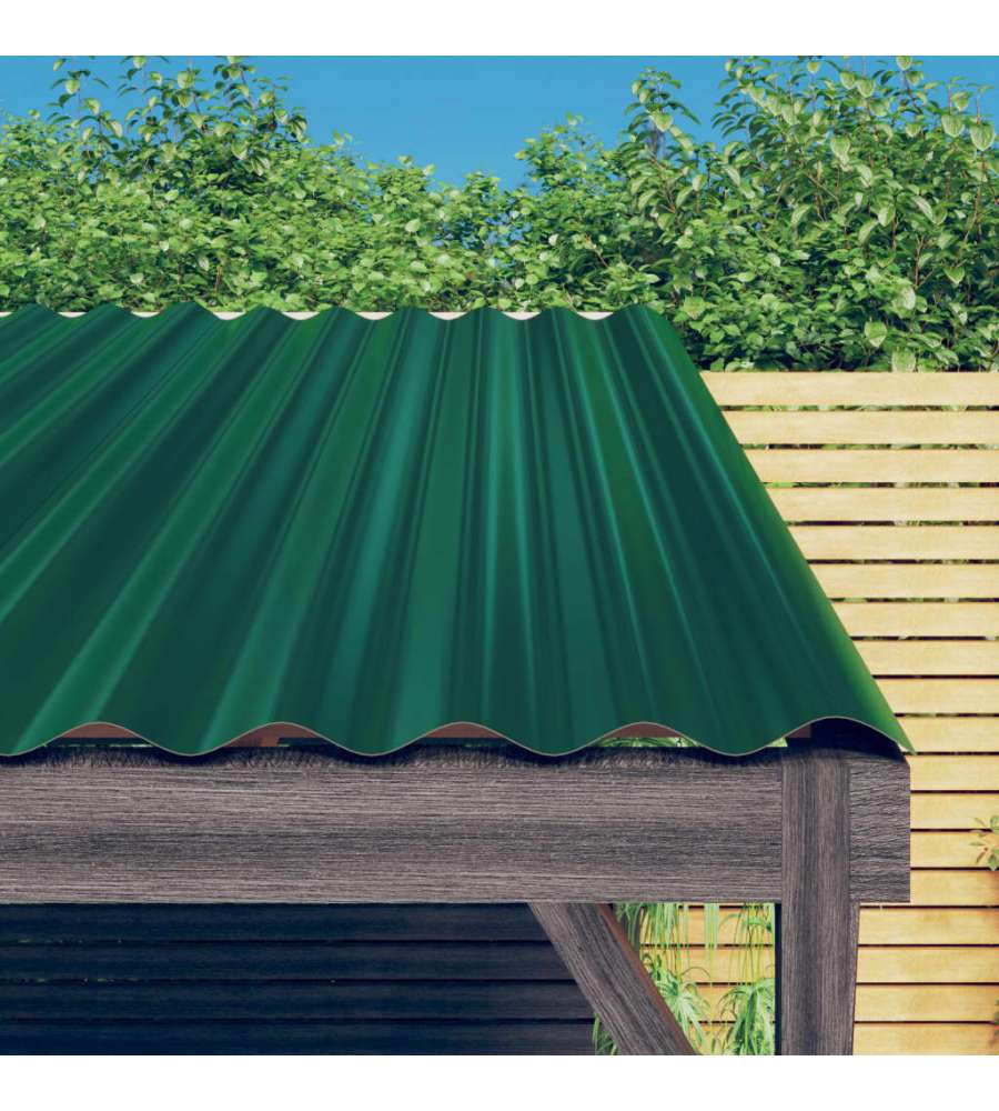 Pannelli Tetto 12pz Acciaio Verniciato a Polvere Verde 60x36 cm
