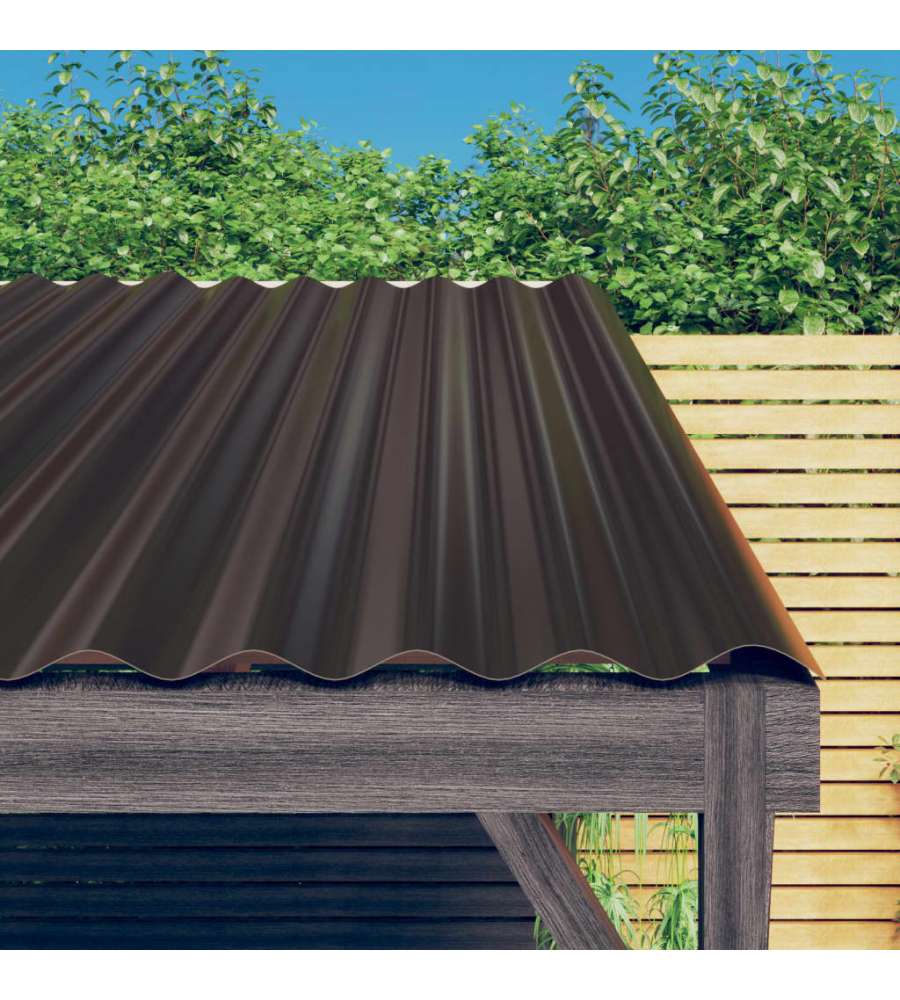 Pannelli Tetto 36 pz Acciaio Verniciato Polvere Marrone 60x36cm