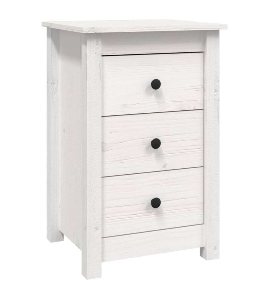 vidaXL Comodino Bianco 40x35x61,5 cm in Legno Massello di Pino