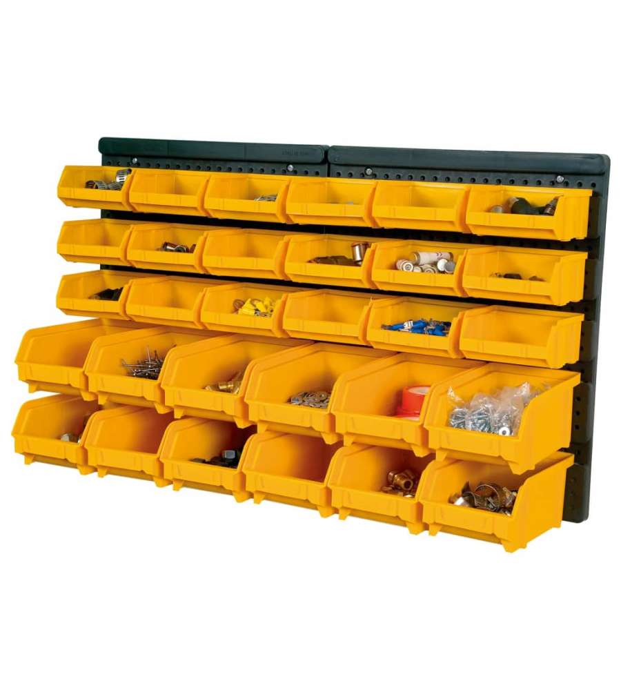 Kit Contenitori 32 pz con Pannelli a Parete Giallo e Nero