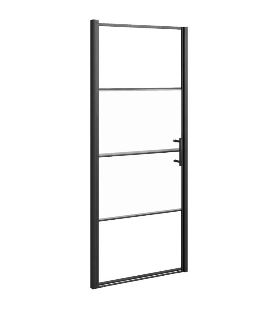 Parete Doccia 81x195cm in Vetro Temperato Semi Smerigliato Nero