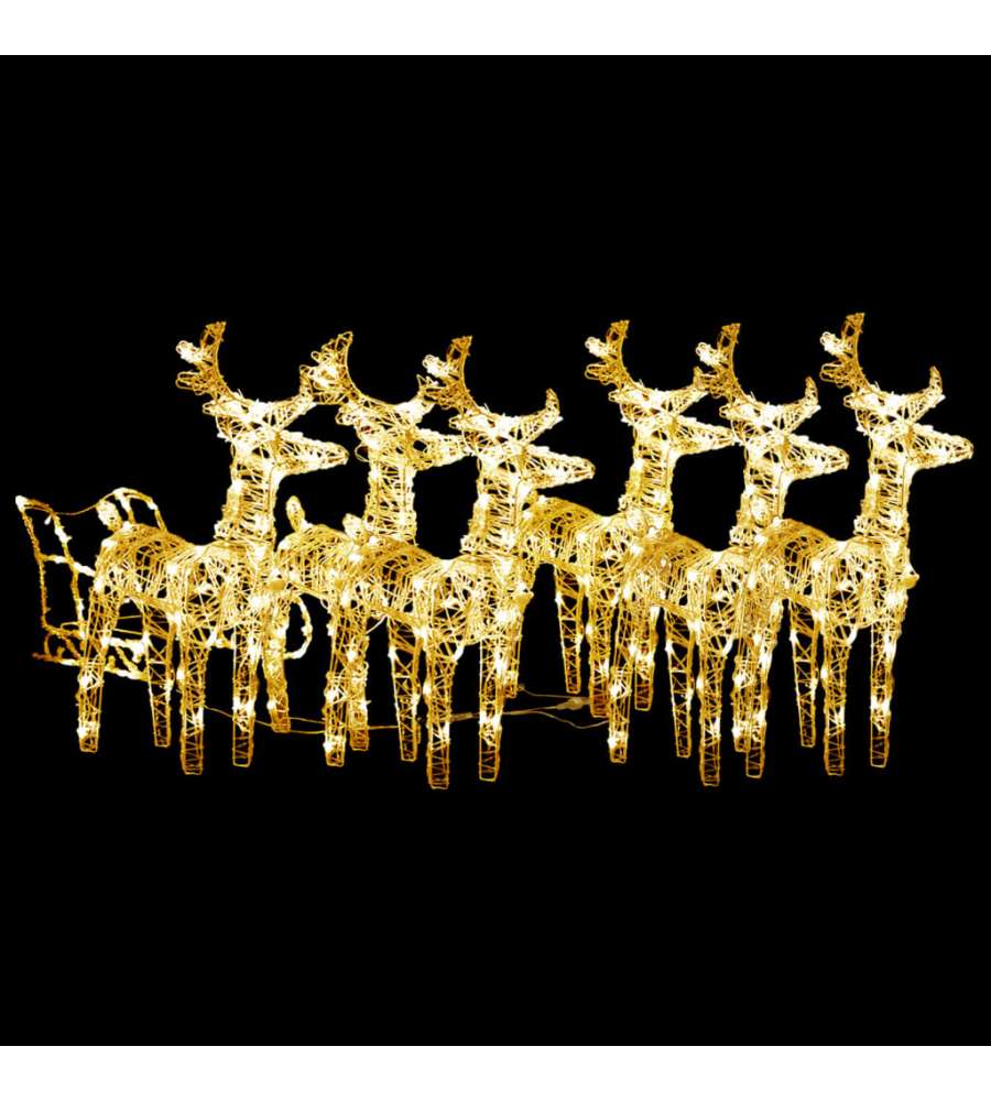 Decorazione Natalizia Renne e Slitta 320 LED Acrilico