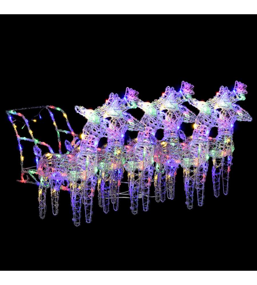 Decorazione Natalizia Renne e Slitta 320 LED Acrilico