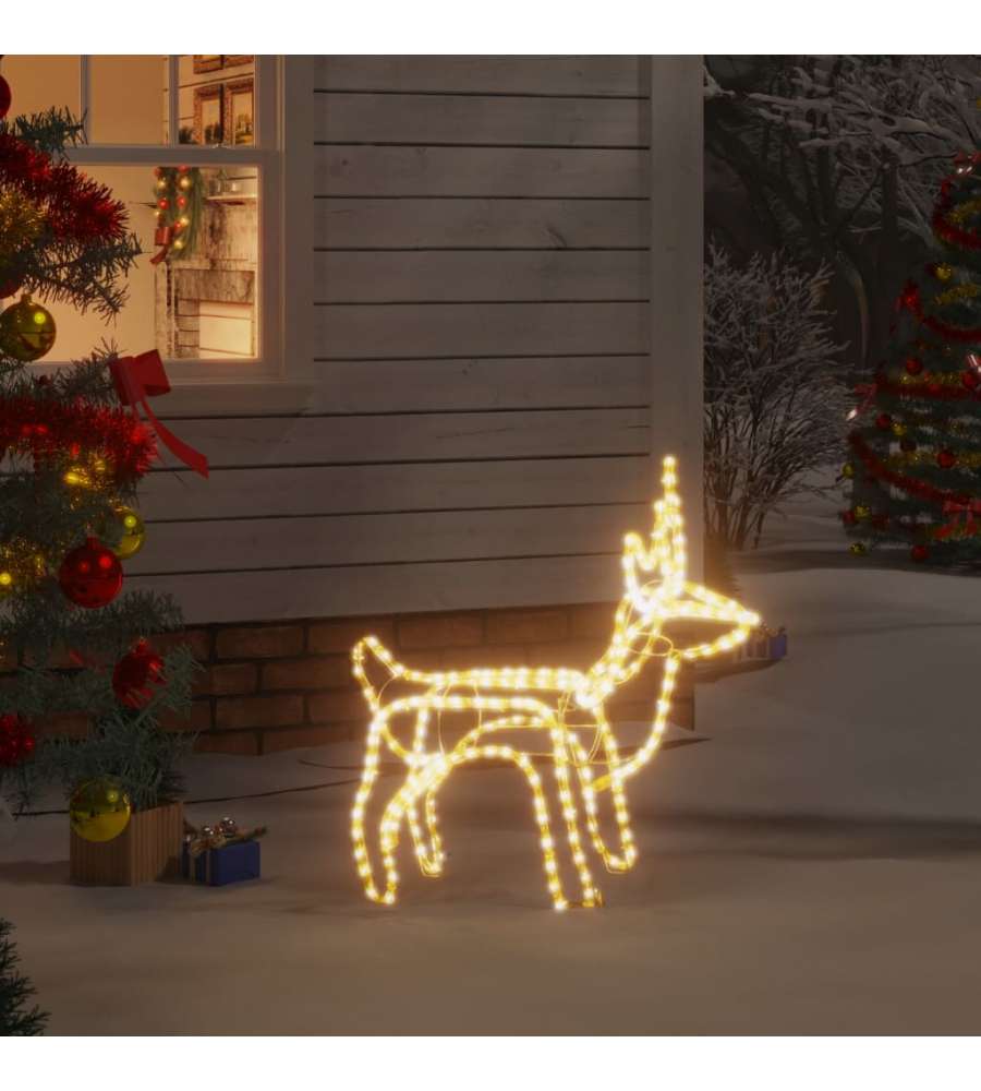 Figura Renna Natalizia Pieghevole con 120 LED Bianco Caldo
