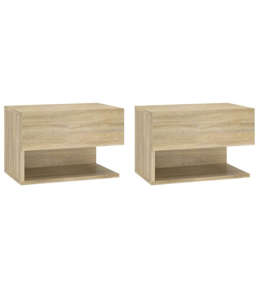vidaXL Comodini a Muro 2 pz Rovere Sonoma in Legno Multistrato - 46x29,5x30 cm - Soluzione Salvaspazio