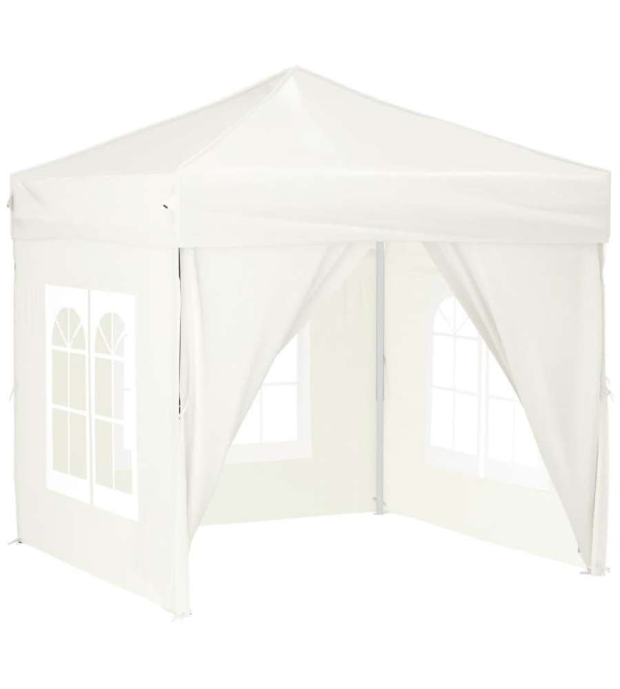 Tenda per Feste Pieghevole con Pareti Laterali Crema 2x2 m