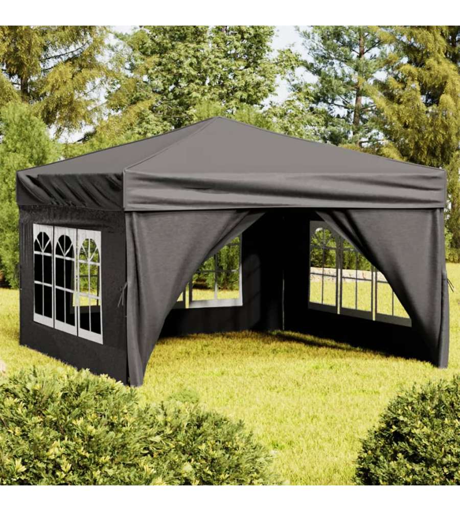 Tenda per Feste Pieghevole con Pareti Laterali Antracite 3x3 m