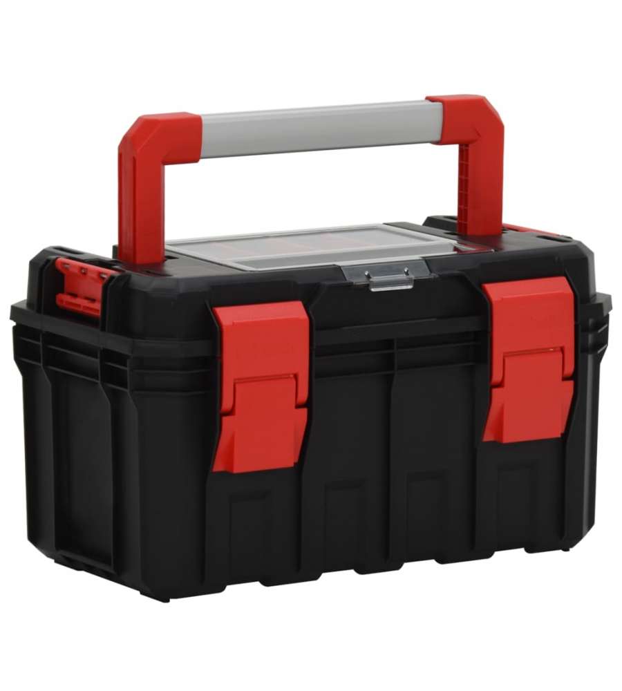 Cassetta degli Attrezzi Nera e Rossa 45x28x26,5 cm