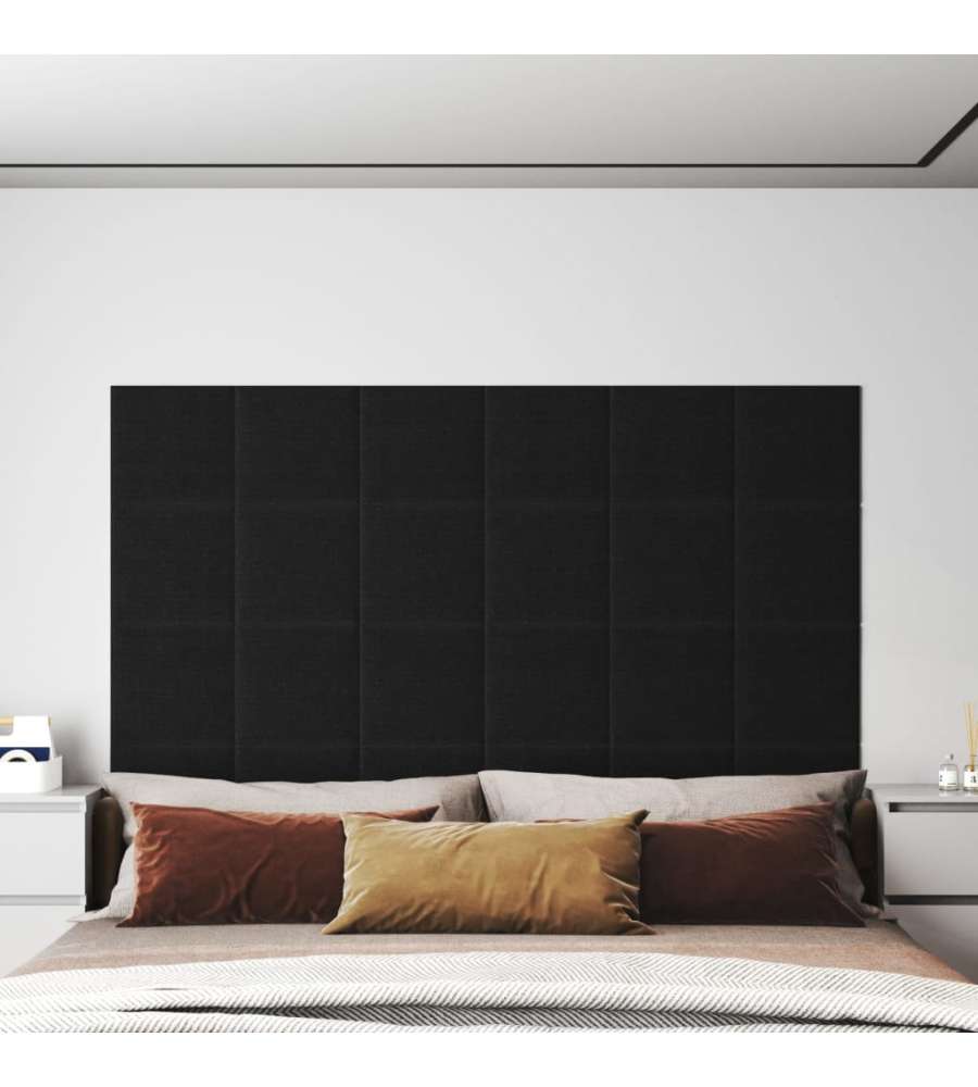 Pannelli Murali 12 pz Neri 30x30 cm in Tessuto 1,08 mq 343796
