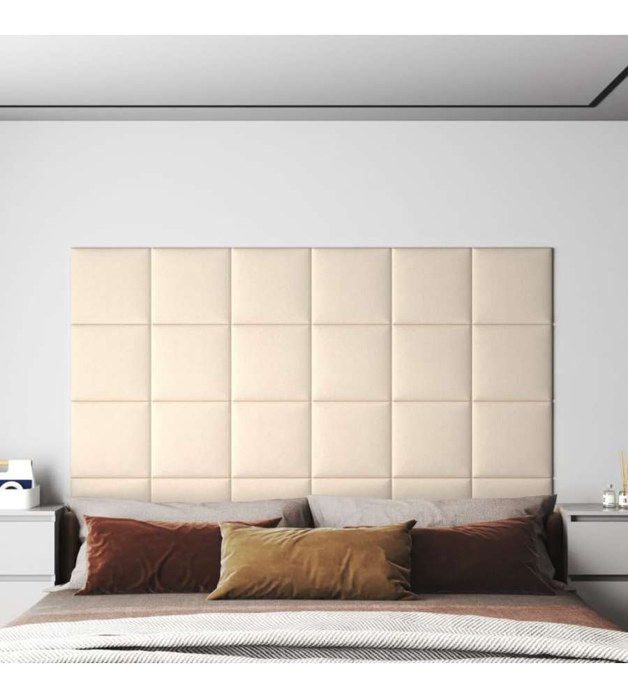 Pannelli Murali 12 pz Crema 30x30 cm Velluto 1,08 mq 343815