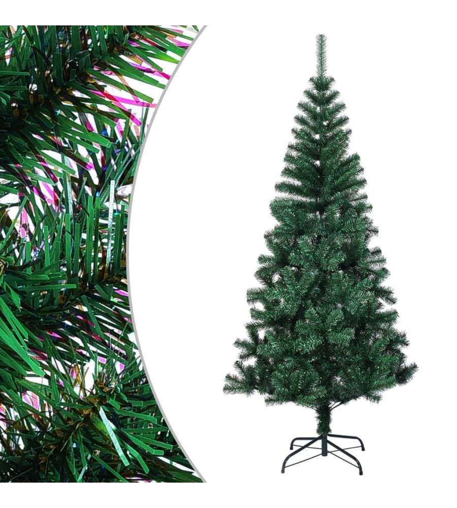 Albero di Natale Artificiale Punte Iridescenti Verde 120 cm PVC