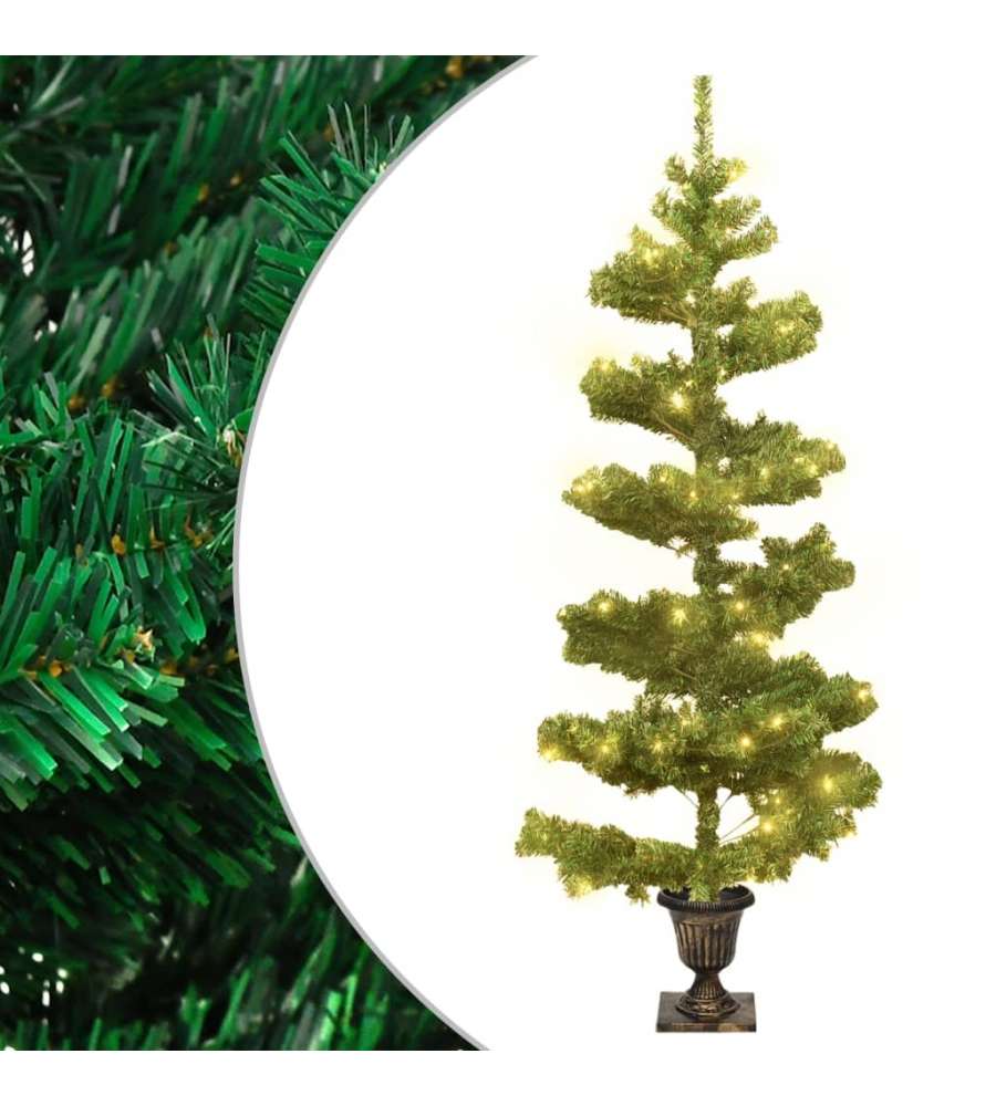 Albero di Natale a Spirale con Vaso e LED Verde 120 cm PVC