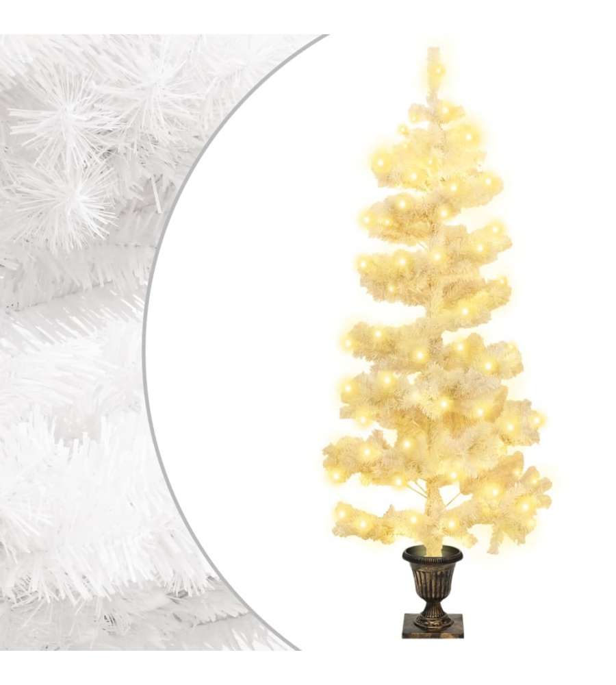 Albero di Natale a Spirale con Vaso e LED Bianco 120 cm PVC