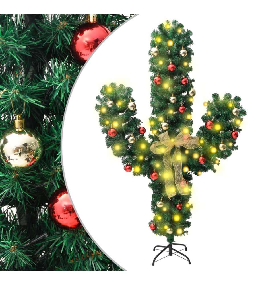 Cactus di Natale con Base e LED Verde 210 cm PVC