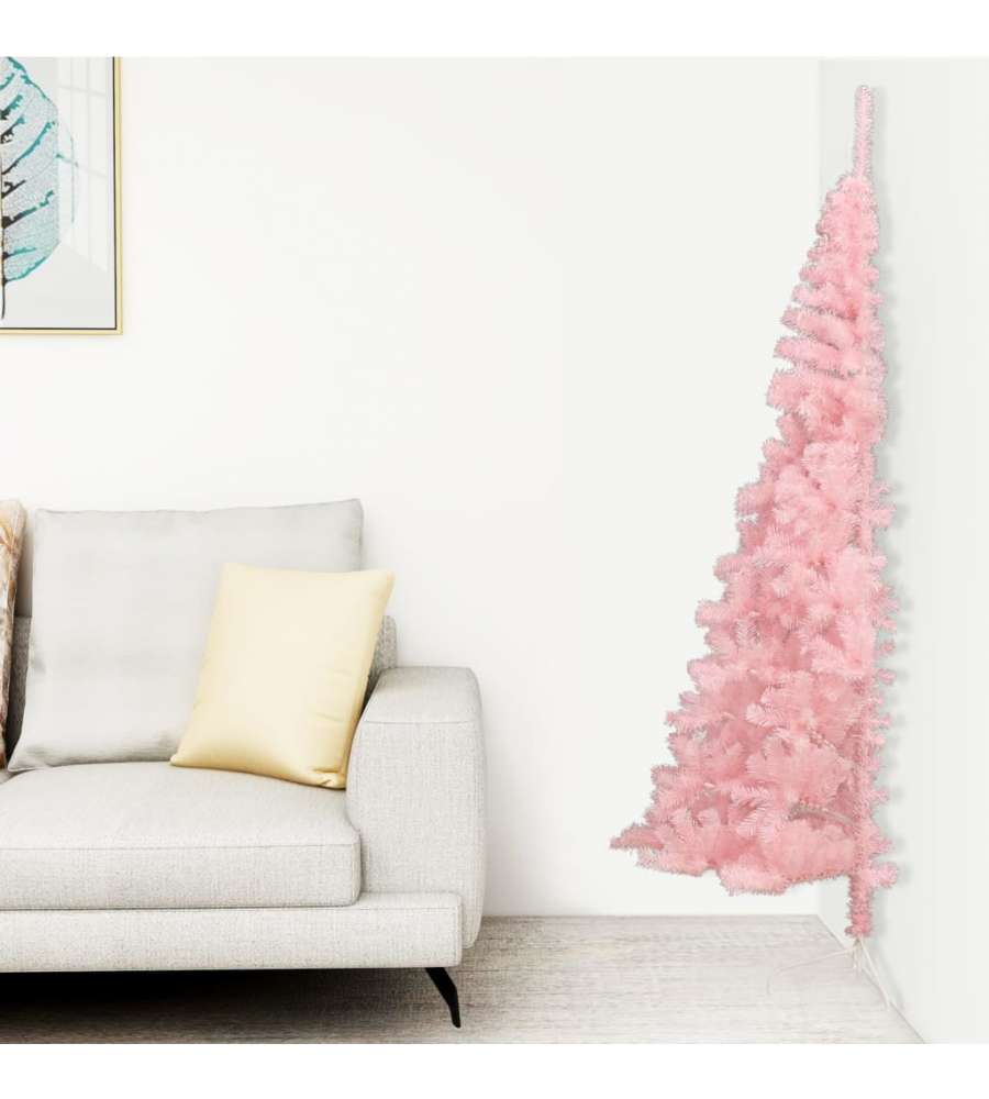 Albero di Natale Artificiale a Met con Supporto Rosa 150cm PVC