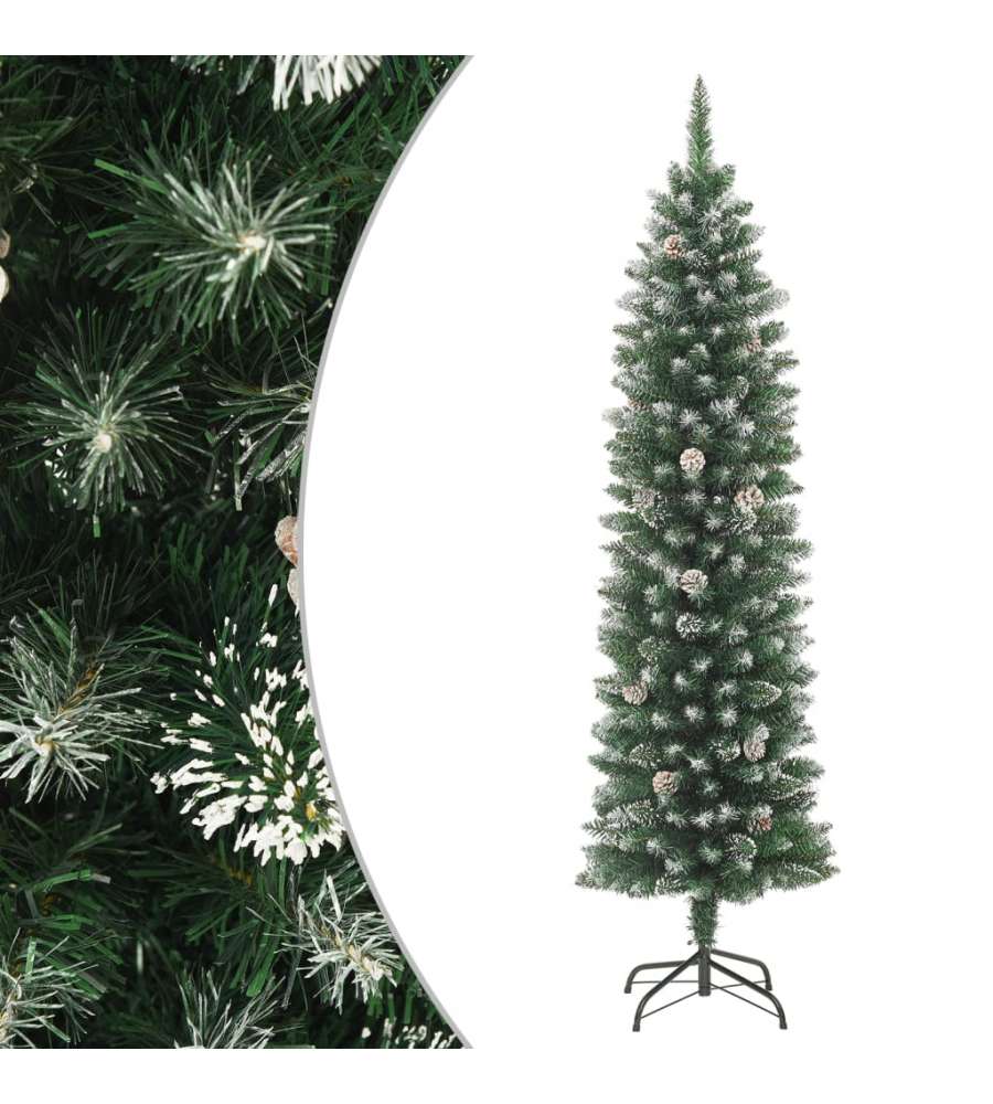 Albero di Natale Artificiale Sottile con Base 240 cm PVC