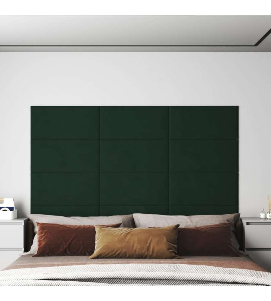 Pannelli Murali 12 pz Verde Scuro 60x30 cm in Velluto 2,16 mq