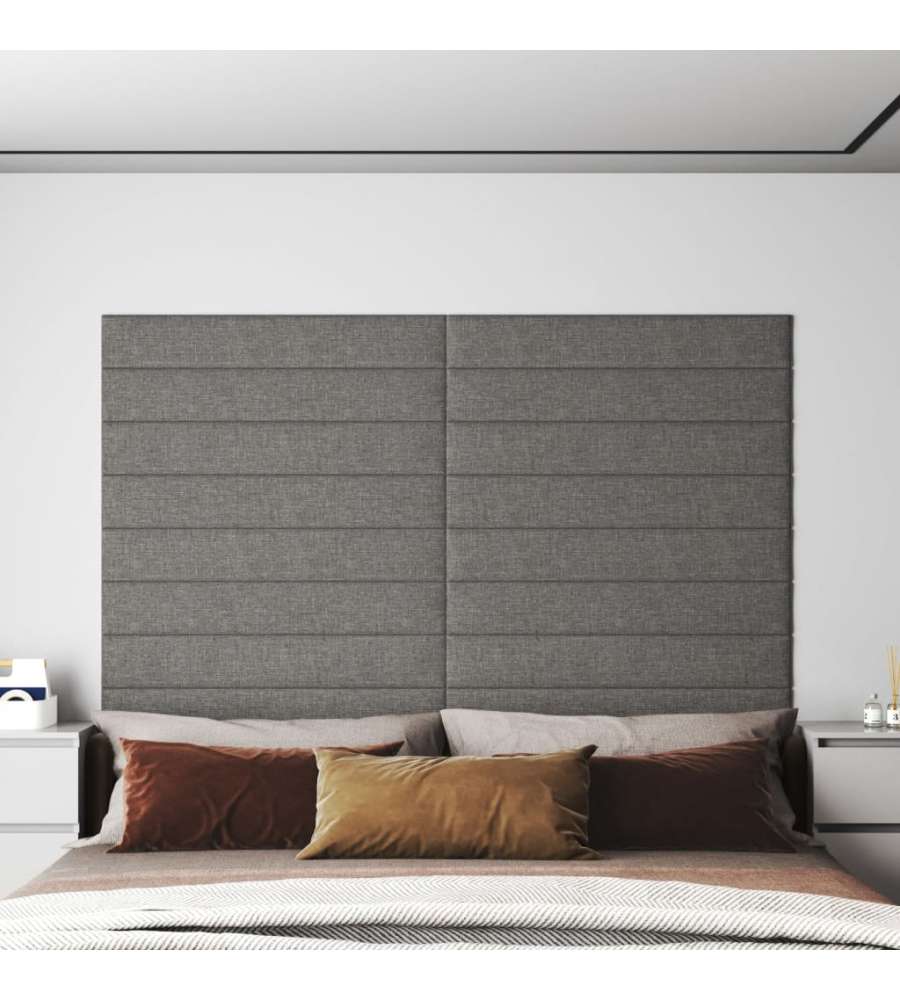 Pannelli Murali 12 pz Grigio Chiaro 90x15 cm Tessuto 1,62 mq
