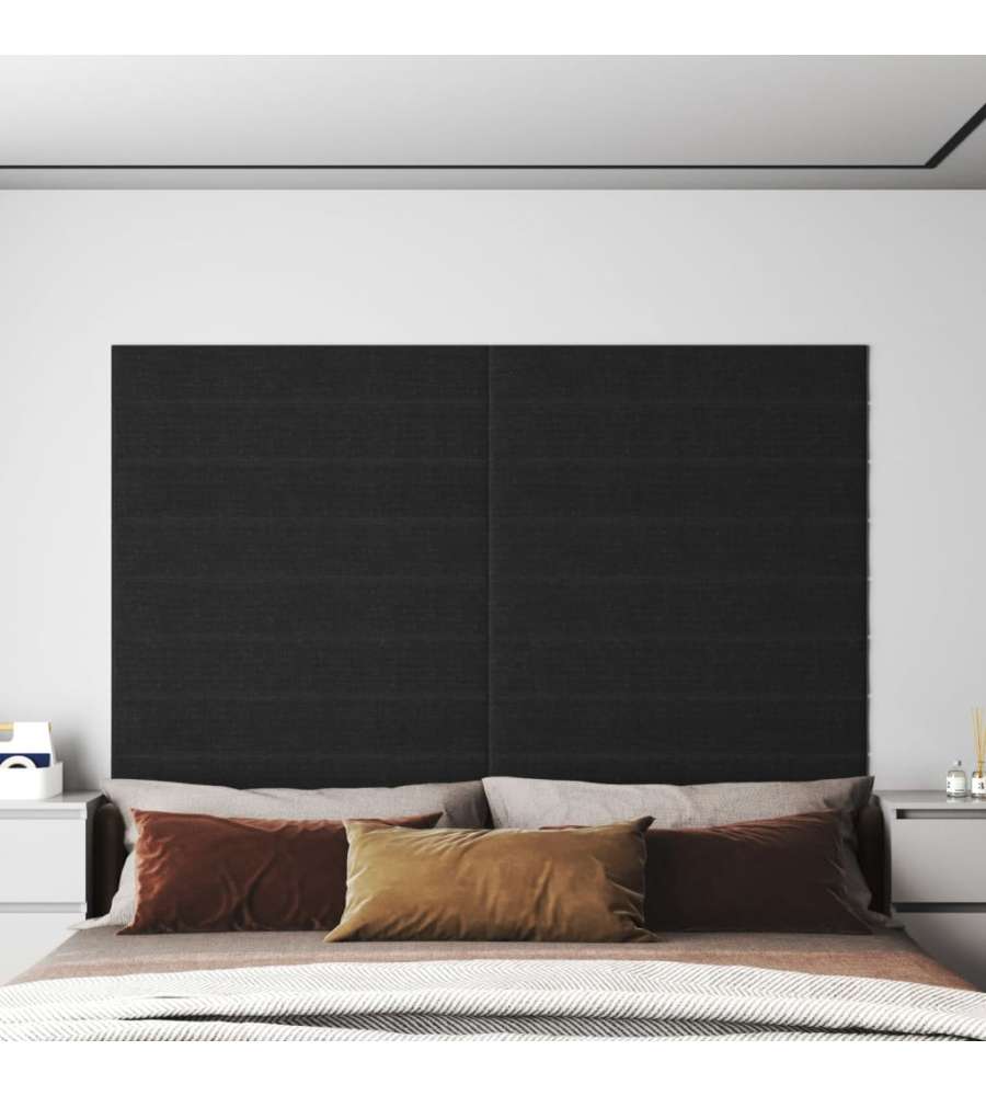 Pannelli Murali 12 pz Nere 90x15 cm Tessuto 1,62 mq