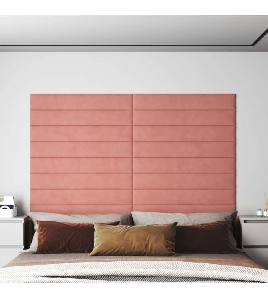 Pannelli Murali 12 pz Rosa 90x15 cm Velluto 1,62 mq