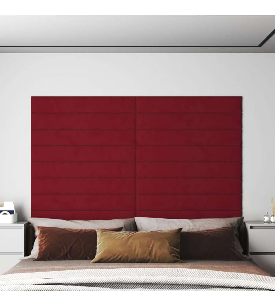 Pannelli Murali 12 pz Rosso Vino 90x15 cm Velluto 1,62 mq